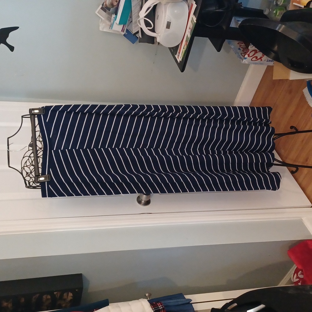 Womans long skirt with elastic waist blue and white